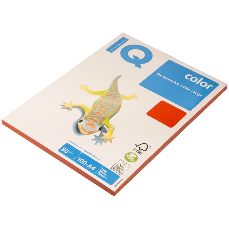 Бумага для принтера А4 IQ Color intensive 80г 100л кораллово-красный/2   CO44