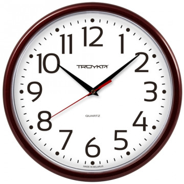 Часы настенные Troyka круг бордовая рамка