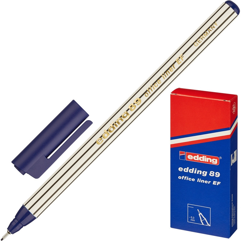 Ручка капилярная (линер) 0,3мм Edding синий E-89/003 Германия