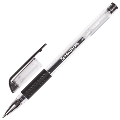 Ручка гелевая черная Brauberg Number One 0,5мм грип линия письма 0,35мм