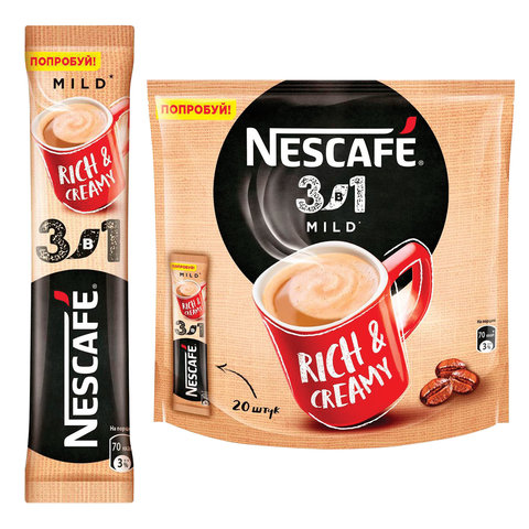 Кофе растворимый порционный Nescafe 3в1 Мягкий 20пак 12235480