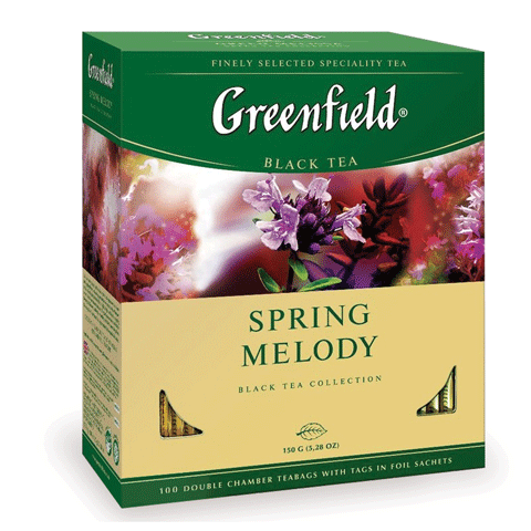 Чай 100пак Greenfield Spring Melody черный с ароматом мяты чабреца   1065-09