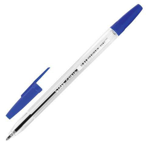 Ручка шариковая синяя Staff C-51 корпус прозрачный узел 1мм линия письма 0,5мм