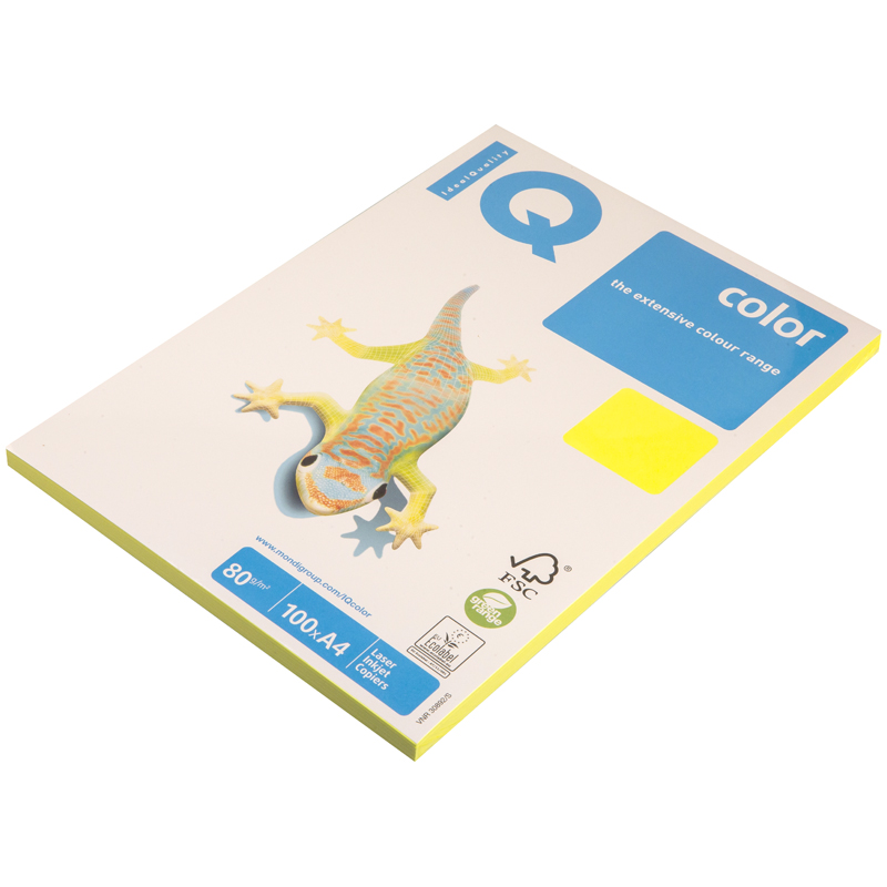 Бумага для принтера А4 IQ Color neon 80г/м2 100л желтый неон