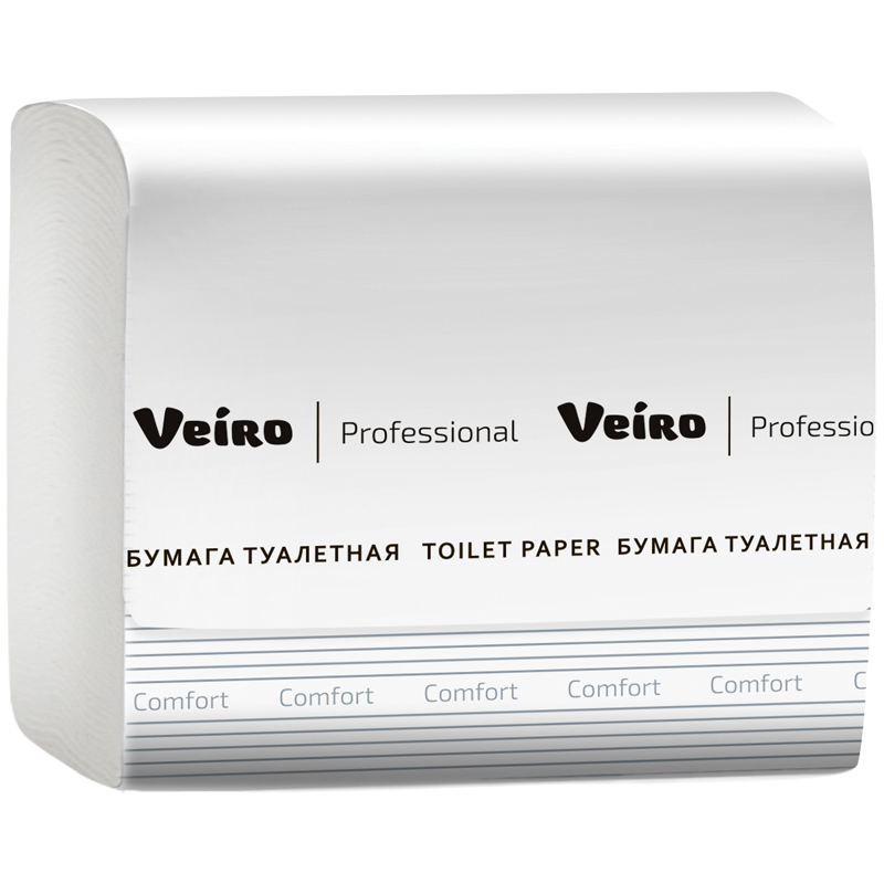 Туалетная бумага листовая Veiro Proffessional Comfort V-сложение 2-сл 250л 30шт/уп ТV201