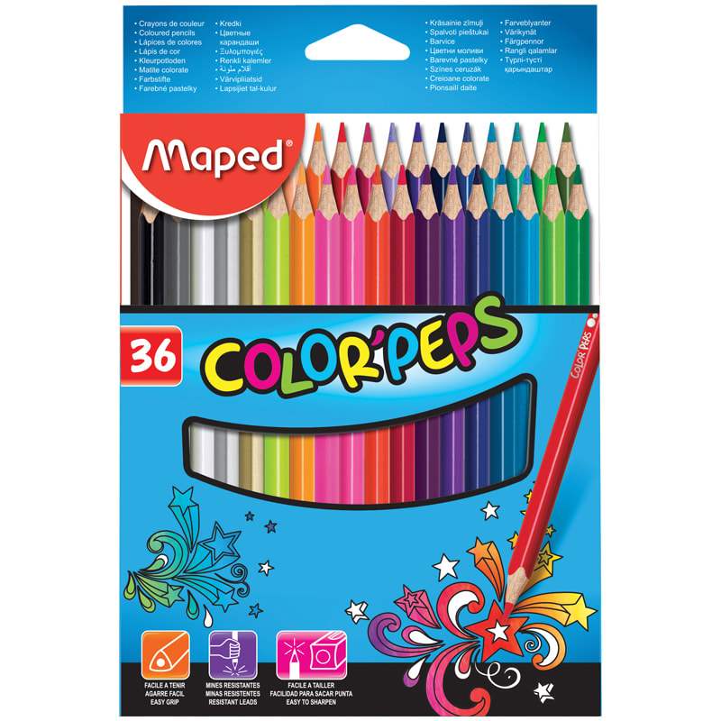 Карандаши цветные 36цв Maped Color Pep's трехгран заточен картон   832017/12
