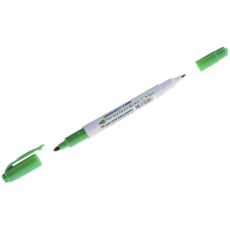 Маркер перманентный двухсторонний 0,8-2мм Crown Multi Marker Twin зеленый пулевидный/12   DPM_1580GR