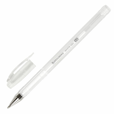 Ручка гелевая белая Brauberg White Pastel 1,0мм линия письма 0,5мм корпус прозрачный 