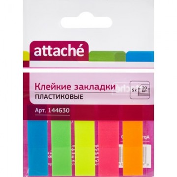 Закладки 5х12х45 с кл краем (стикеры) пластик Attache неон 