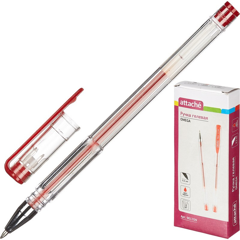 Ручка гелевая 0,5мм Attache без манжеты красная