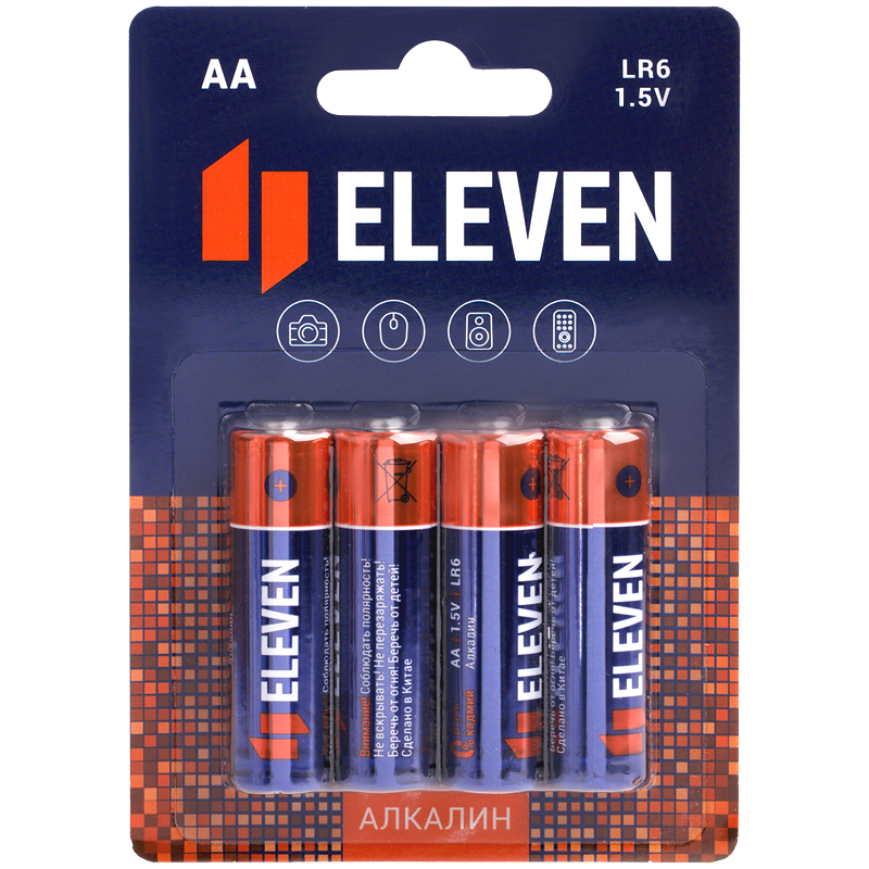 Батарейка LR6 AА (пальчиковая) Eleven алкалиновая BC4/4