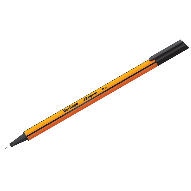 Ручка капиллярная (линер) 0,4мм Berlingo Rapido черная трехгранная/12   CK_40100