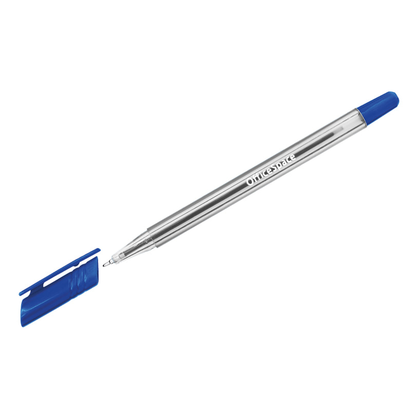Ручка шариковая синяя OfficeSpace xTrio трехгр прозр корпус масляная штрихкод 0,7мм/24   OBGP_21524
