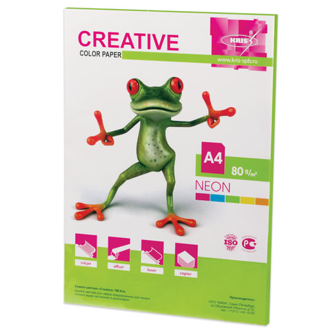 Бумага для принтера А4 Creative color 80гр неон салатовая 50л  