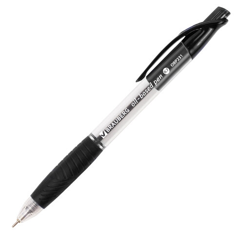 Ручка шариковая автоматическая черная масляная с грипом Brauberg Jet узел 0,7мм линия письма 0,35мм