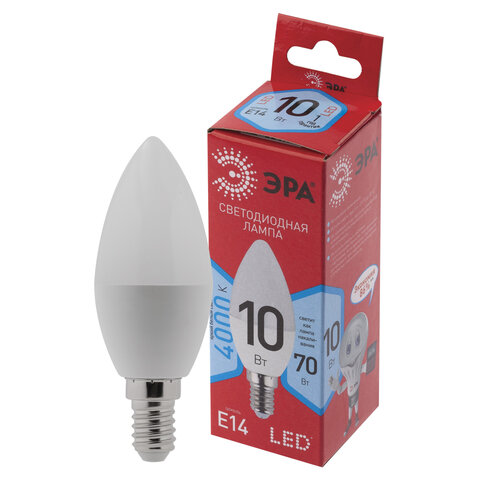 Лампа светодиодная ЭРА 10(70)Вт цоколь Е14 свеча нейтральный белый 25000ч LED B35-10W-4000