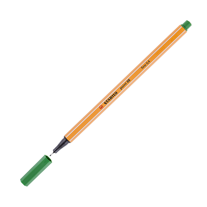 Ручка капиллярная (линер) 0,4мм Stabilo Point 88 зеленая