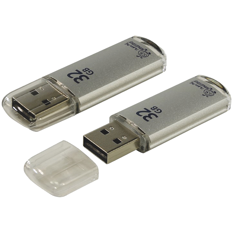 Флеш диск 32GB Smart Buy V-Cut USB 2.0 Flash Drive серебристый металлический корпус