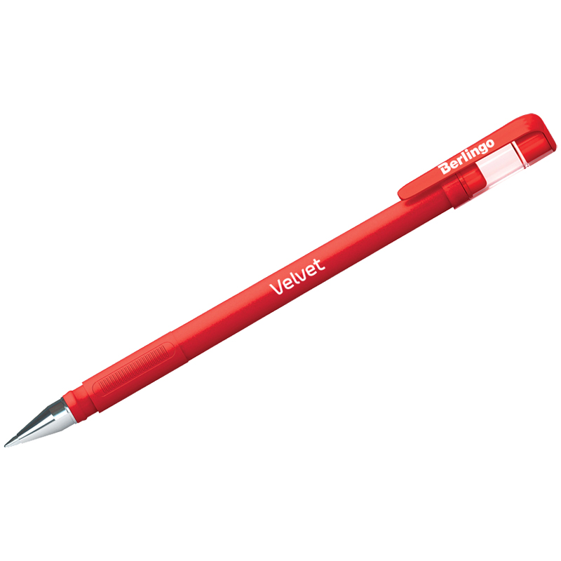 Ручка гелевая 0,5мм Berlingo Velvet красная прорезиненный корпус