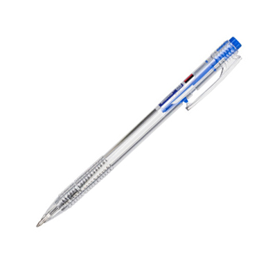 Ручка шариковая автоматическая синяя  BP-1017 0,7мм прозр корпус