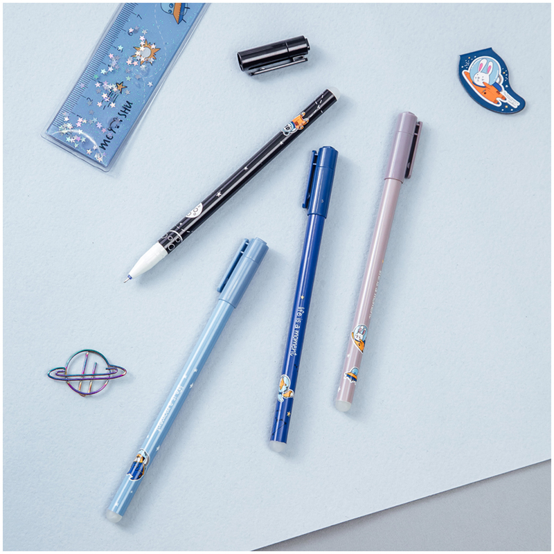 Ручка гелевая стираемая Meshu Space Adventure синяя 0,5мм корпус ассорти