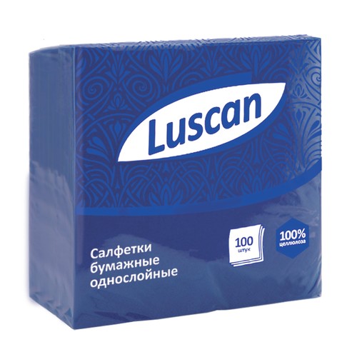 Салфетки бумажные 100л синие Luscan 1-сл 24х24