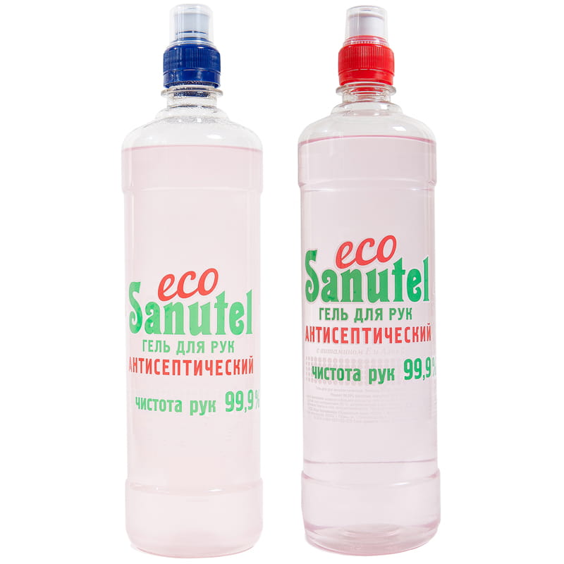 Антисептик кожный EcoSanutel гель с витамином Е и Алоэ Вера 1л