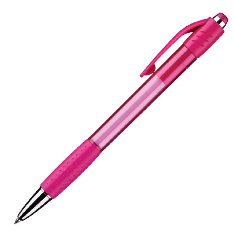 Ручка шариковая автоматическая синяя Attache Happy 0,5мм розовый корпус