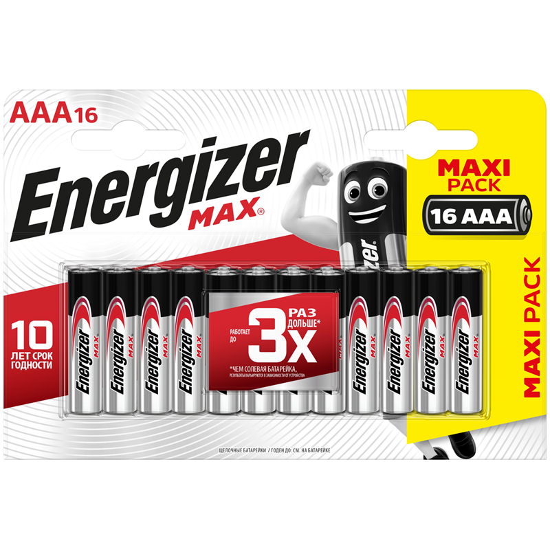 Батарейка LR03 ААА (мизинчиковая) Energizer Max алкалиновая 16BL