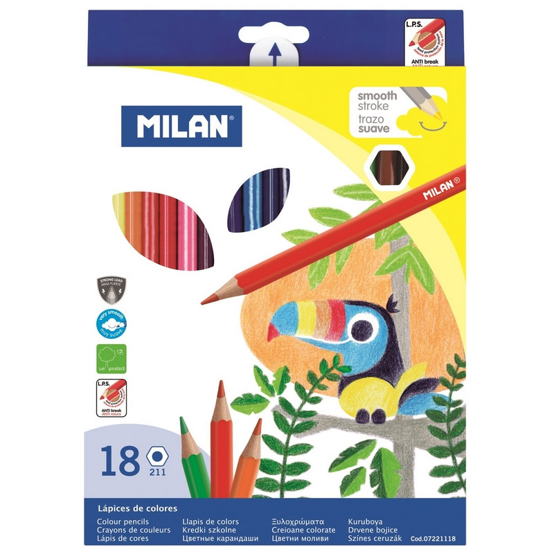 Карандаши цветные 18цв Milan 6-гран , 07221118