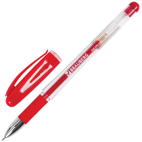 Ручка гелевая красная Brauberg Geller 0,5мм грип игольчатый стержень линия письма 0,35мм
