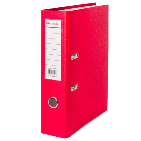 Папка с арочным механизмом (регистратор) 80мм Brauberg ПВХ с уголком красная