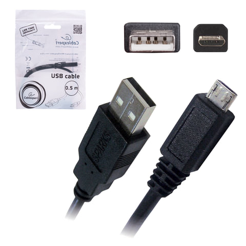 Кабель USB-micro USB, 2.0, 0,5 м, CABLEXPERT, для подключения портативных устройств и периферии