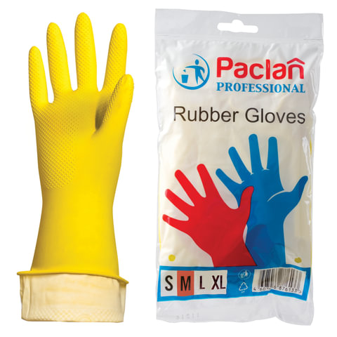 Перчатки латексные M Paclan Professional х/б напыление желтый