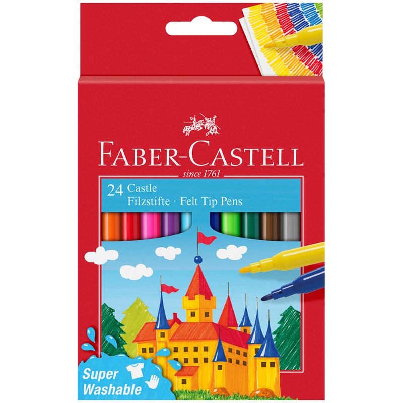 Фломастеры 24цв Faber-Castell Замок смываемые картон европодвес