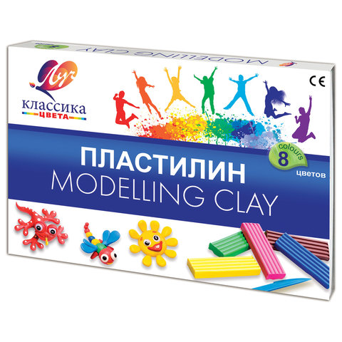 Пластилин 08цв Луч Классика 160г со стеком картонная упаковка    12С 867-08