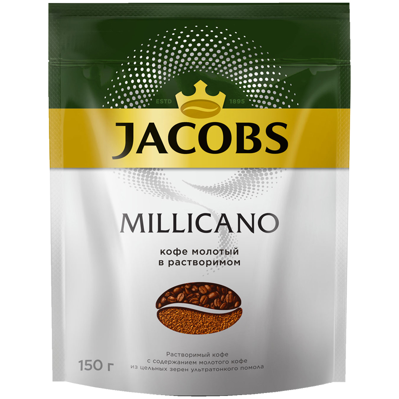 Кофе растворимый 150гр Jacobs Monarch Millicano молотый сублимированный мягкая упаковка