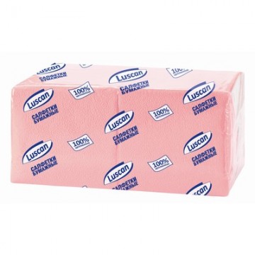 Салфетки бумажные 400л пастель розовые Luscan Profi Pack 1-сл.24х24 