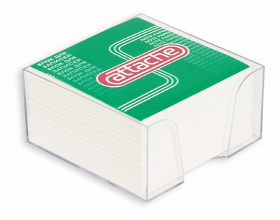 Блок бумаги 9х9х5 пласт бокс прозрачный белый блок Attache 80г 92%