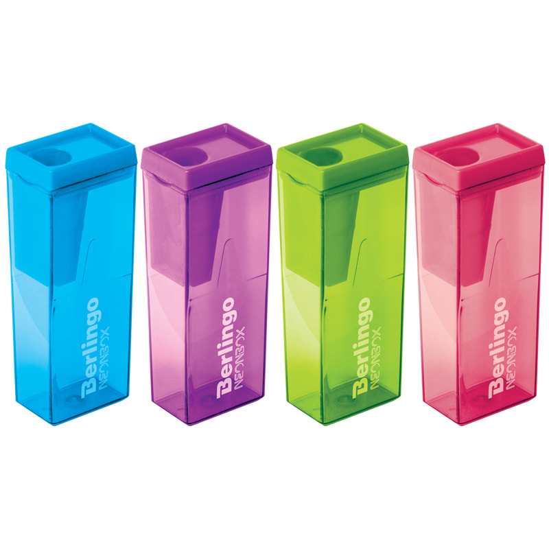 Точилка с контейнером Berlingо NeonBox 1 отверстие пластик ассорти/24   BBp_15008
