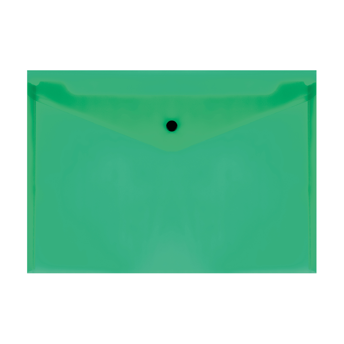Конверт на кнопке А4 150мкм пластик прозрачная зеленая Стамм