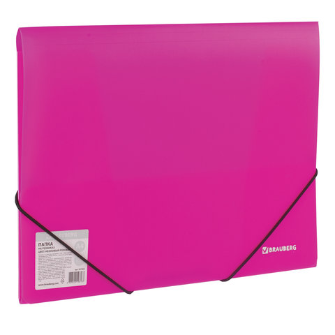 Папка на резинке 35мм Brauberg Neon неон розовая до 300л/50