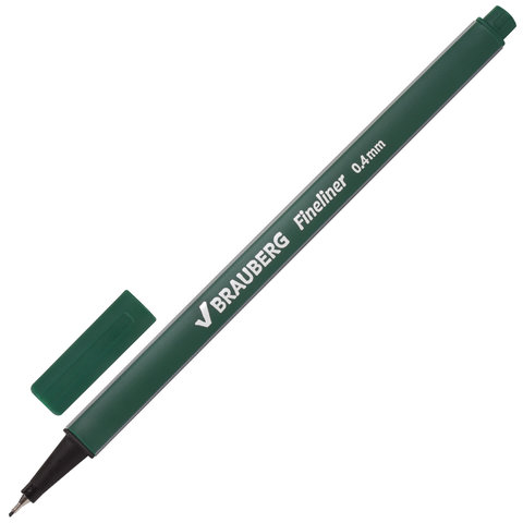Ручка капилярная (линер) 0,4мм Brauberg Aero зеленый трехгранный
