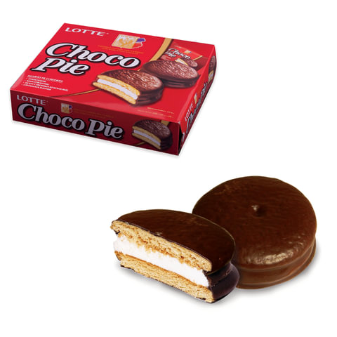 Печенье LOTTE "Choco Pie" ("Чоко Пай"), прослоенное, глазированное,  336 г (12шт)
