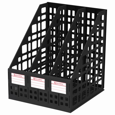 Накопитель (лоток) вертикальный 3 отд Brauberg Maxi-Plus сетка черный