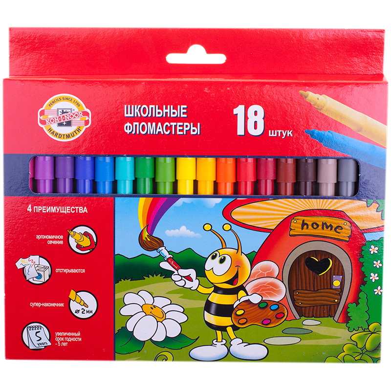 Фломастеры 18цв Koh-I-Noor Пчелка/6   771002AH06KS