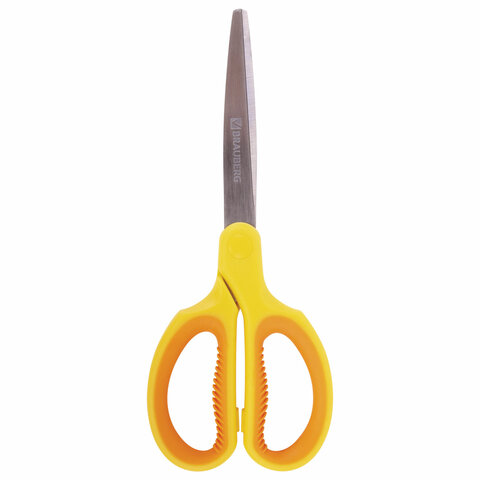 Ножницы 185мм оранжево-желтые ребристые резиновые вставки  Brauberg Original