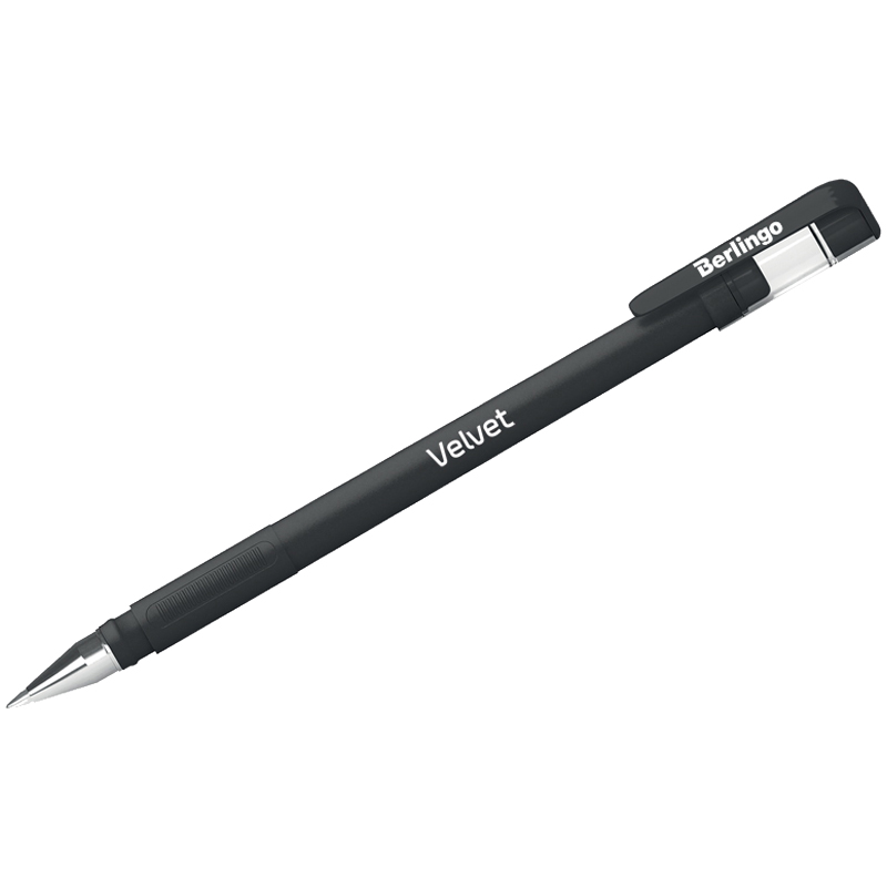 Ручка гелевая 0,5мм Berlingo Velvet черная прорезиненный корпус
