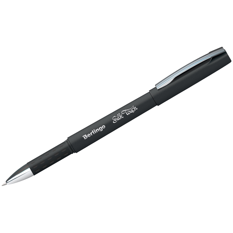 Ручка гелевая черная Berlingo Silk touch 0,5мм грип