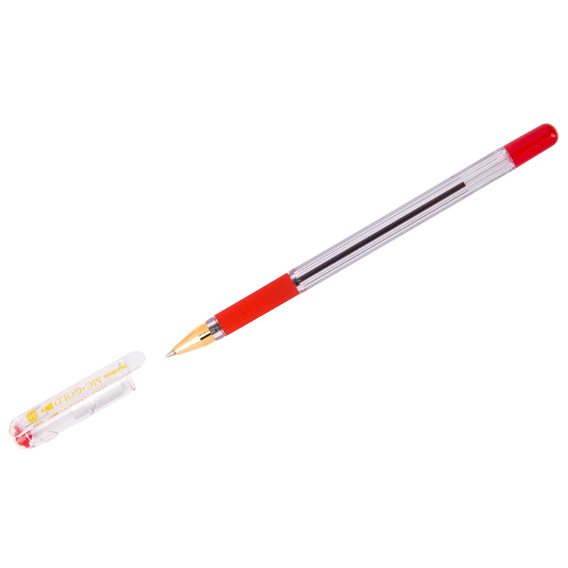Ручка шариковая 0,5мм MunHwa MC Gold грип красная/12 BMC-03